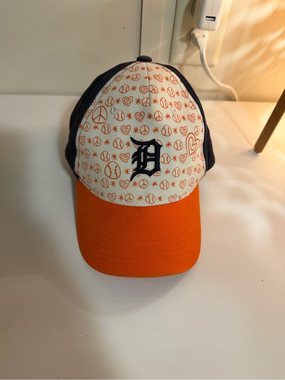 Detroit D Logo Kids Baseball Cap - Orange/Navy